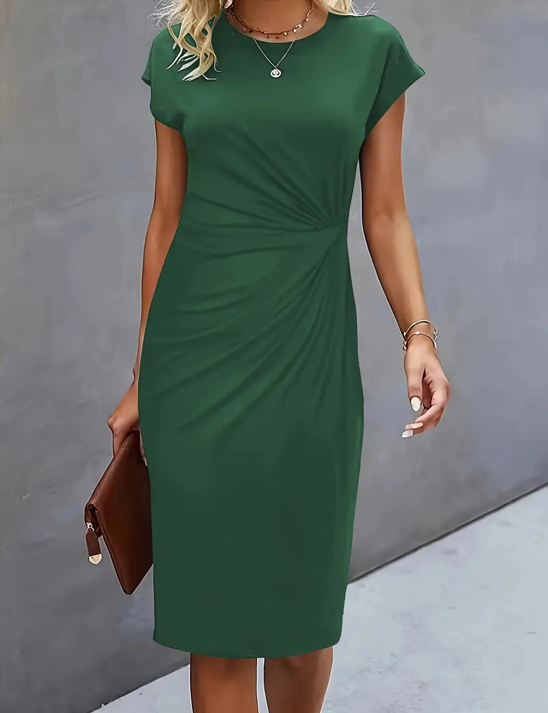 Aria | Flattering Fit Midi Dress with Front Knot Design