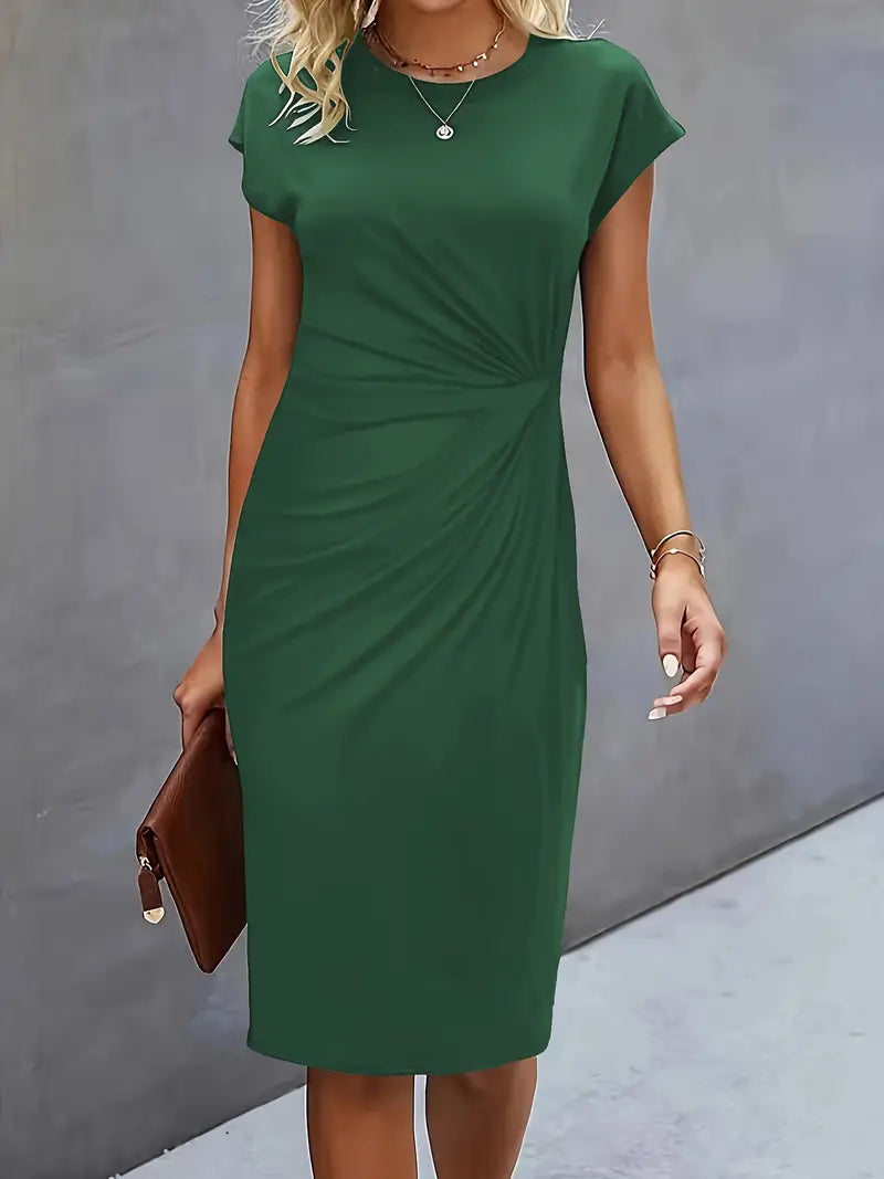 Aria | Flattering Fit Midi Dress with Front Knot Design