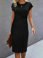 Aria | Flattering Fit Midi Dress with Front Knot Design