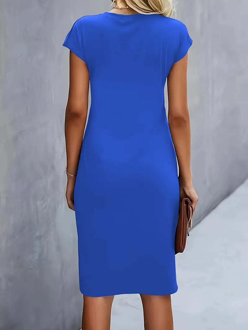 Aria | Flattering Fit Midi Dress with Front Knot Design