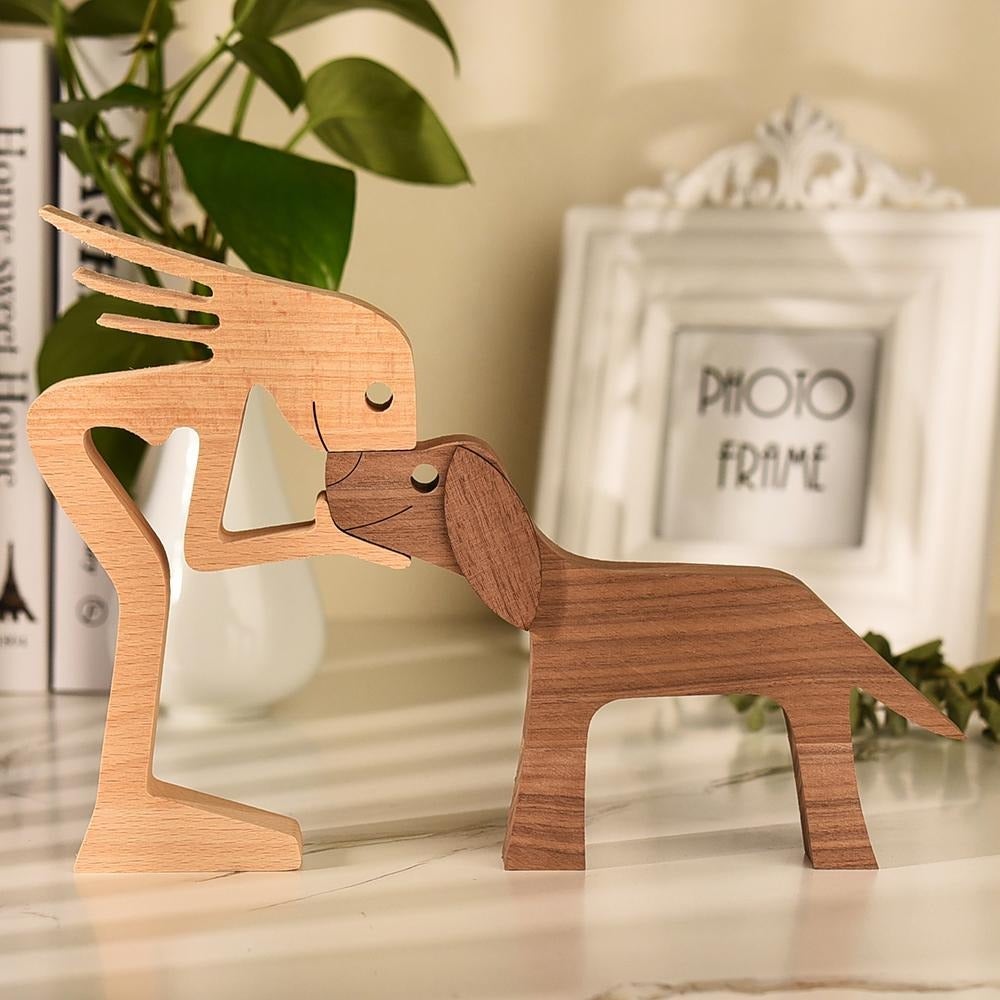 PAWART - Handmade wooden dog love sculpture