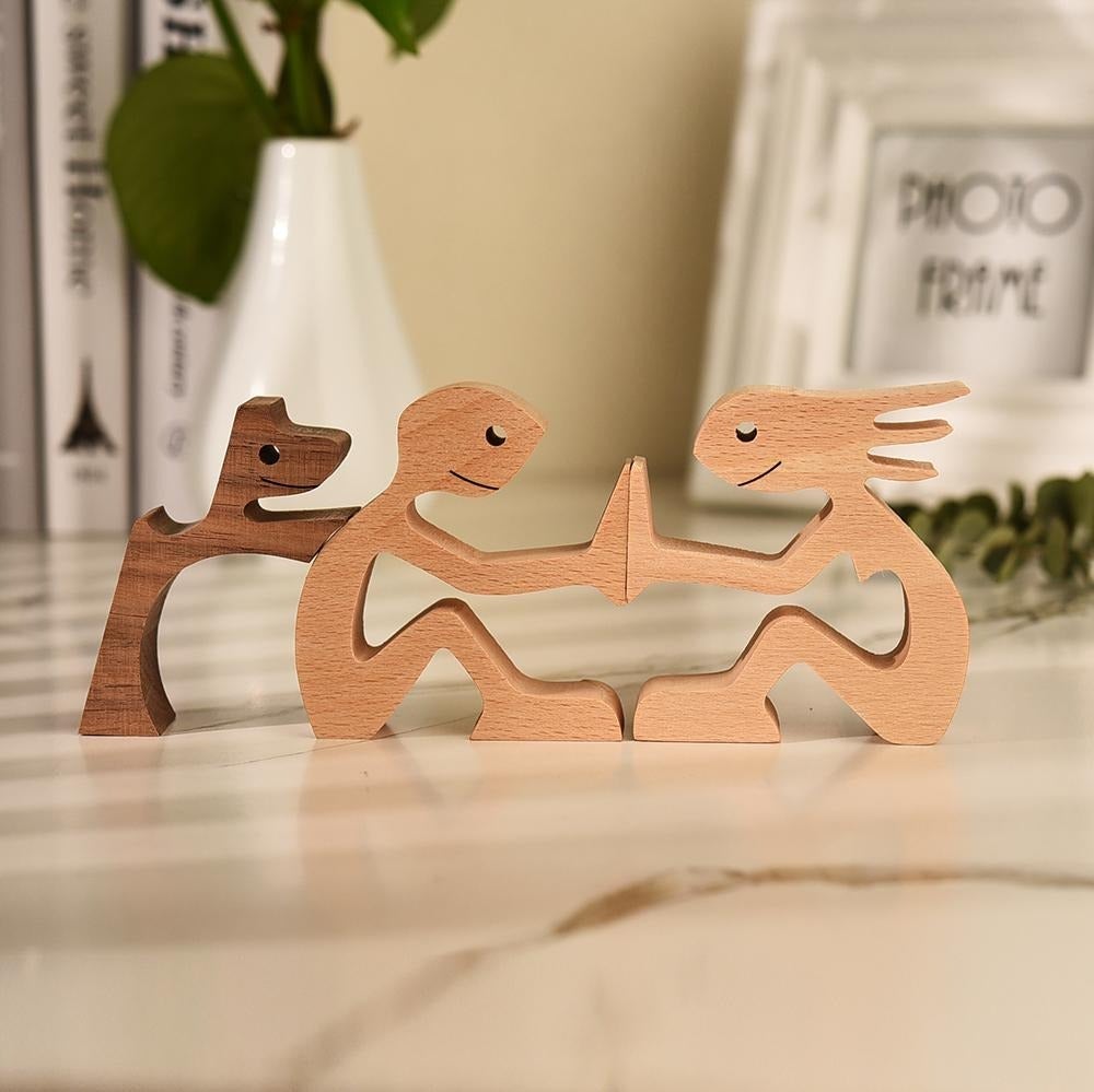 PAWART - Handmade wooden dog love sculpture