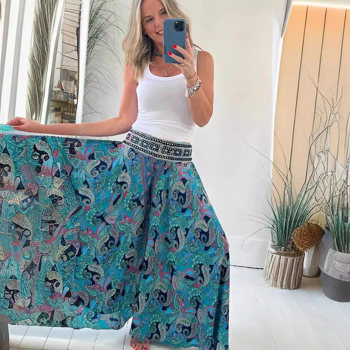 Boho pants with loose print for women for the summer - Frederique