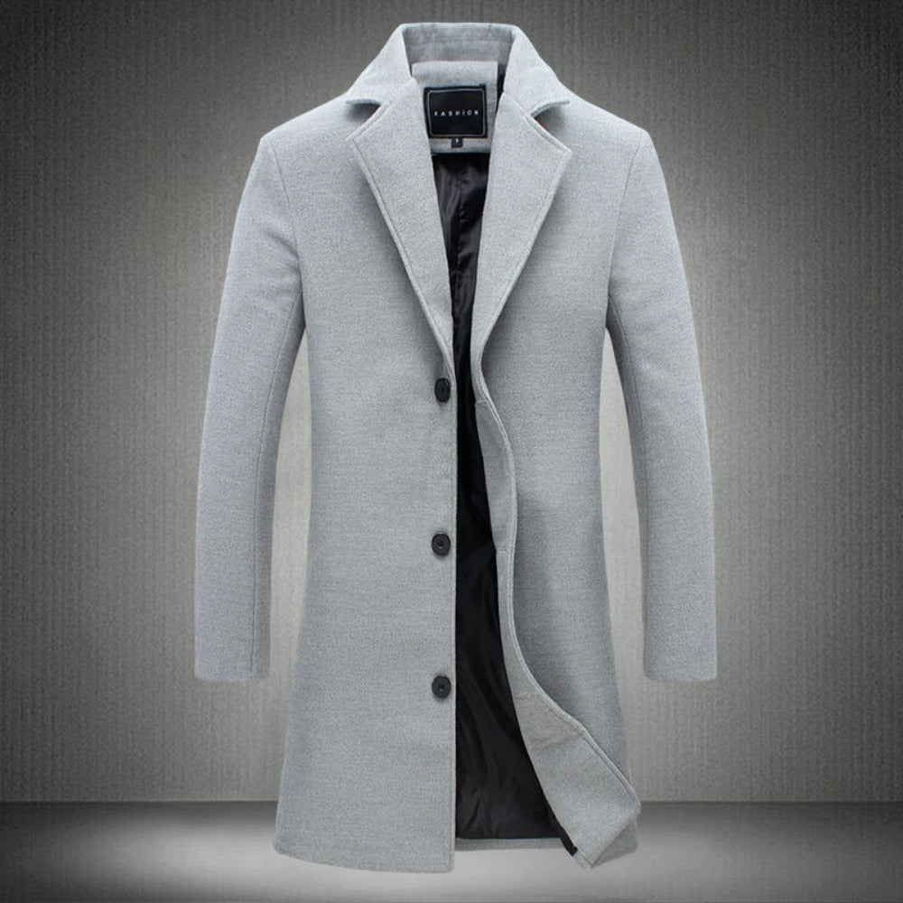 Leon | Refined Single-Breasted Wool Coat with Elegant Collar