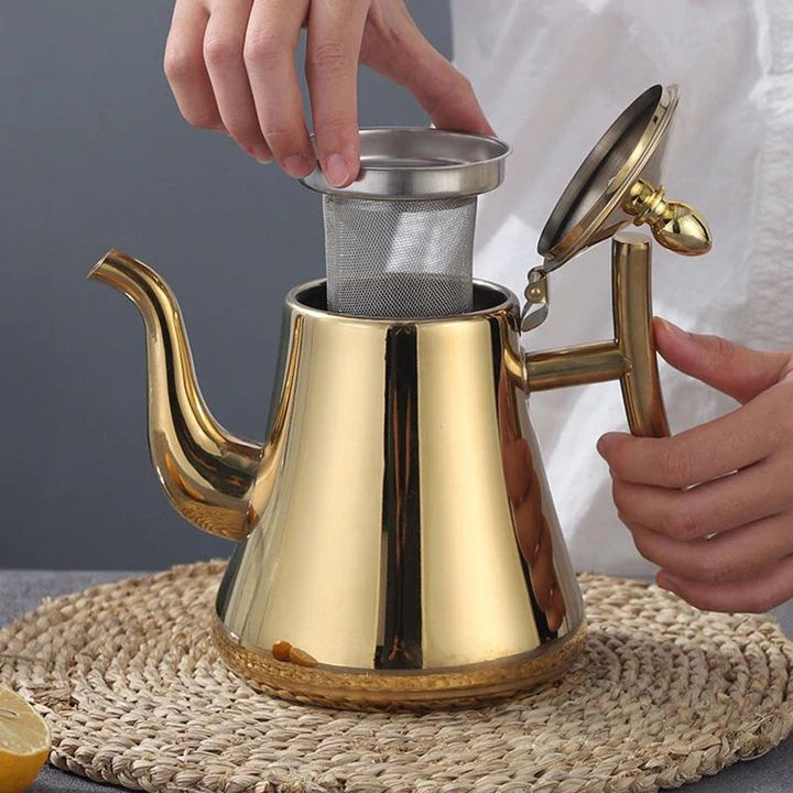 LuxuryHome - stainless steel design retro kettle with tea filter