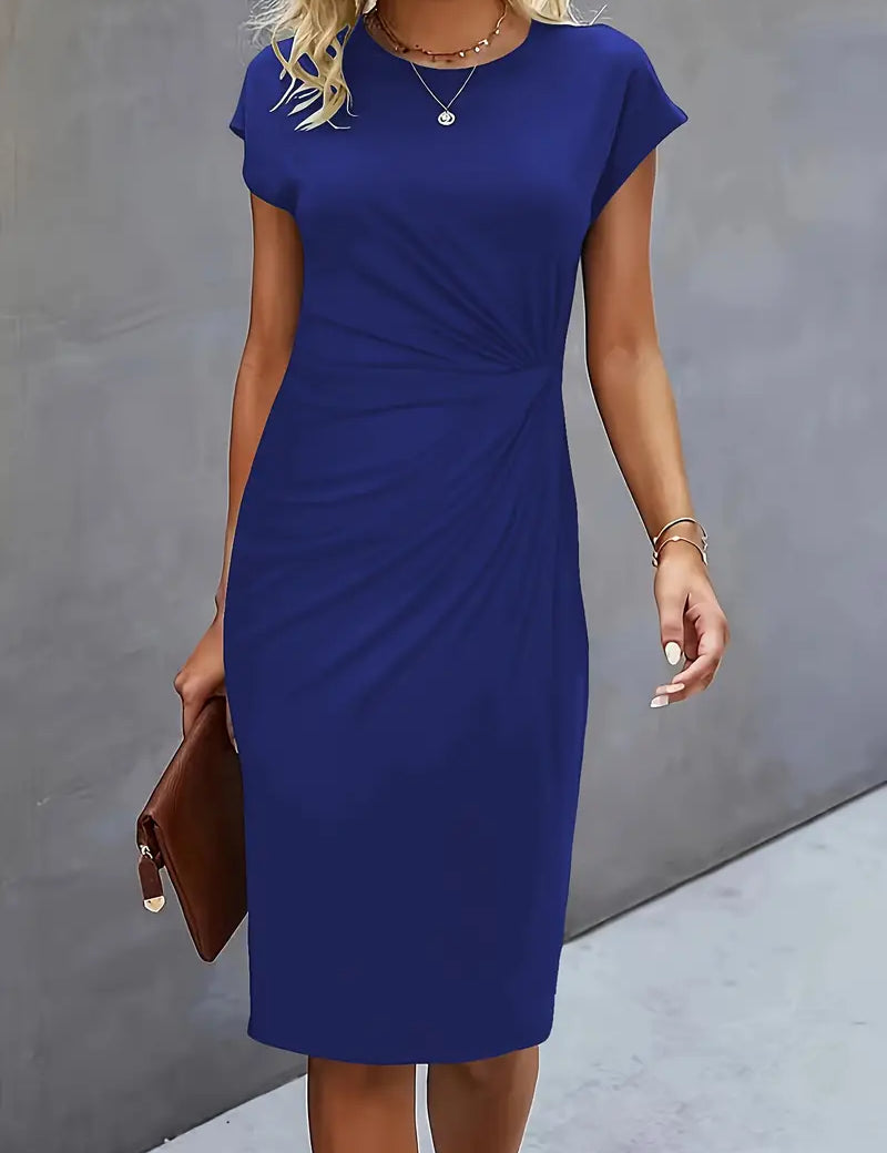 Aria | Flattering Fit Midi Dress with Front Knot Design