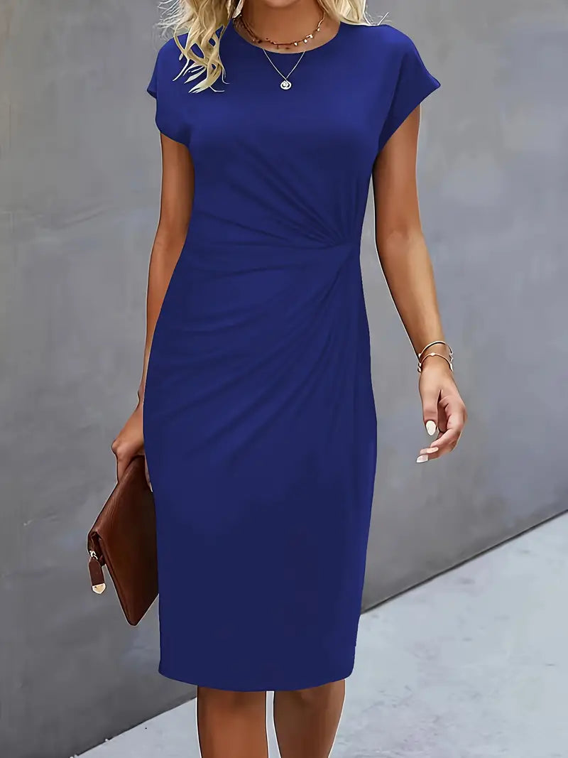 Aria | Flattering Fit Midi Dress with Front Knot Design