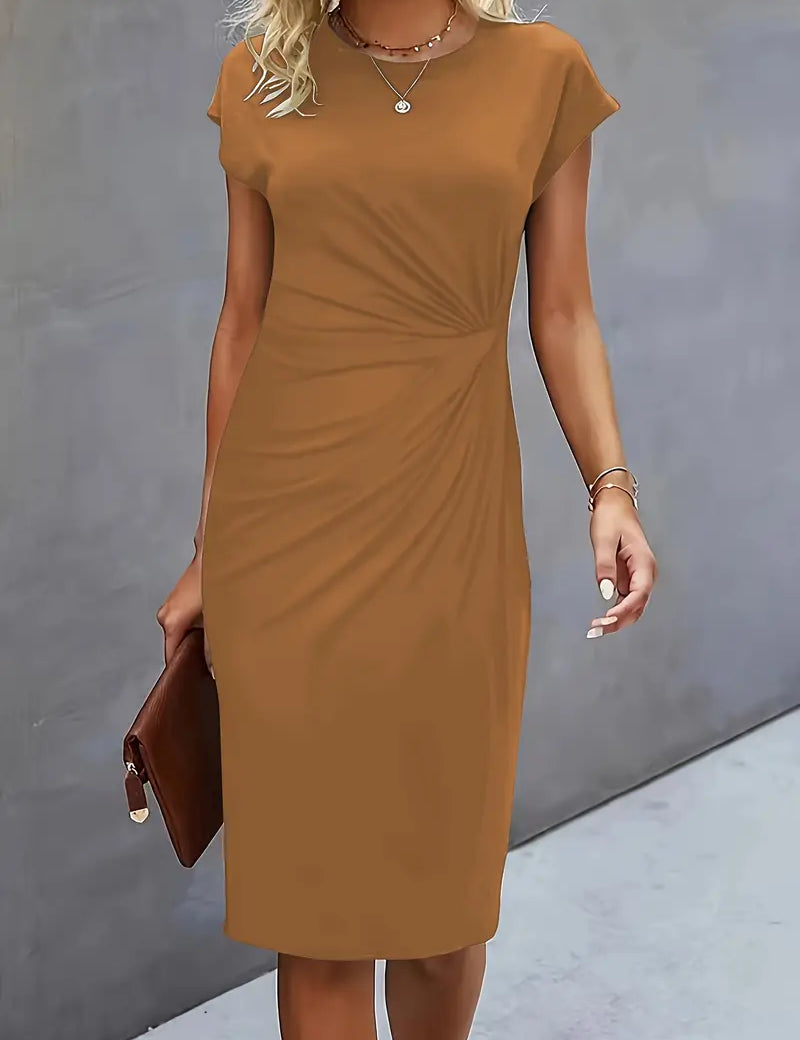 Aria | Flattering Fit Midi Dress with Front Knot Design