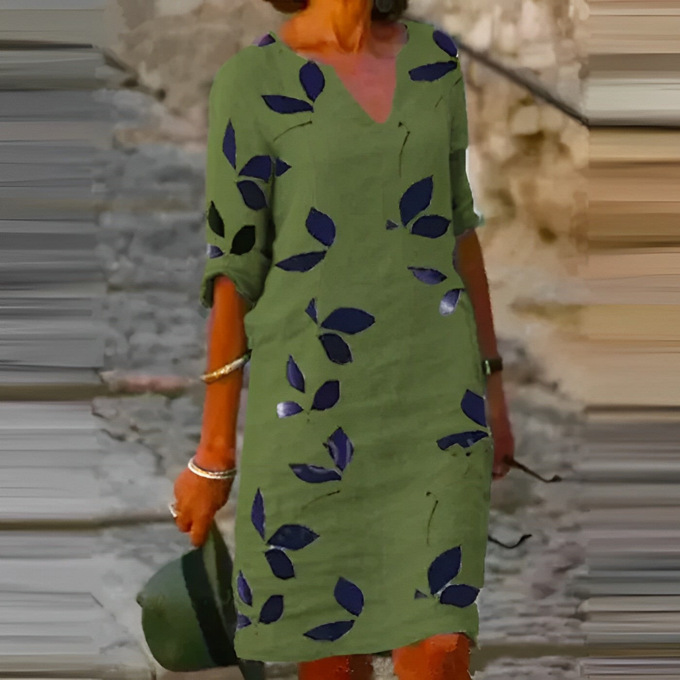 Lidia | Leaf Print Summer Dress