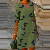 Lidia | Leaf Print Summer Dress