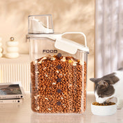 Moisture -resistant pet food container with measuring cup - Freshbite