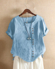 Kelly | Short-sleeved Blouse with Round Neckline