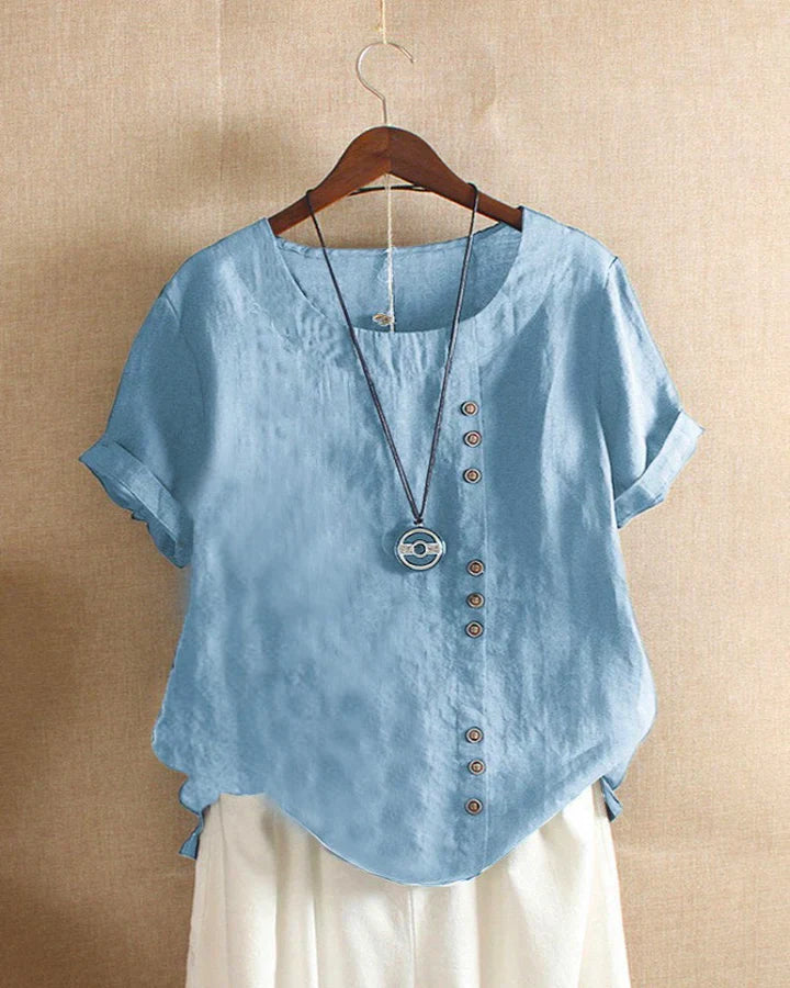 Kelly | Short-sleeved Blouse with Round Neckline