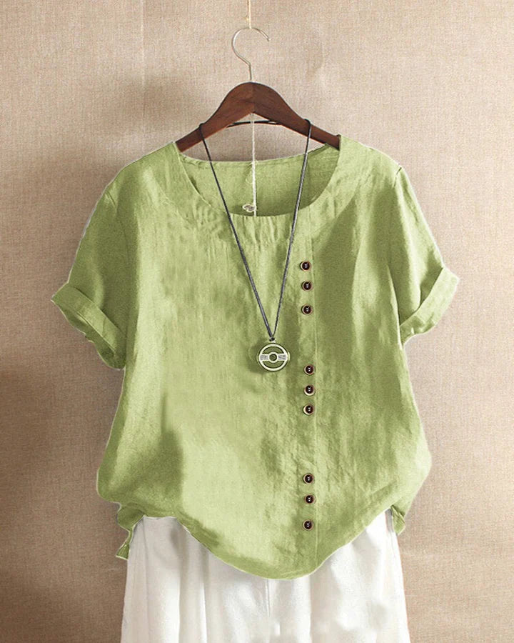 Kelly | Short-sleeved Blouse with Round Neckline