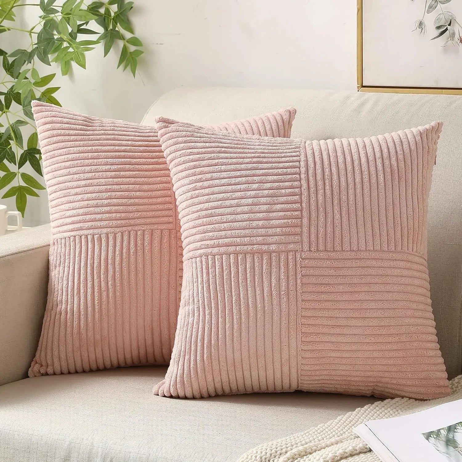 Soft rib velvet texture cushion set cover