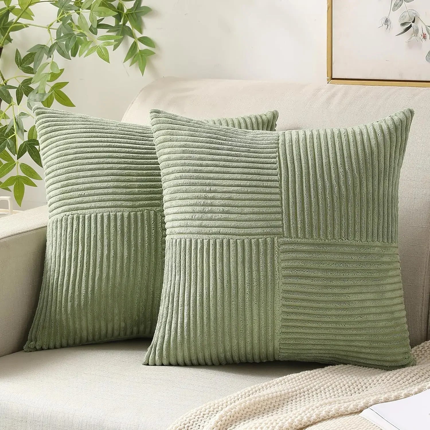 Soft rib velvet texture cushion set cover