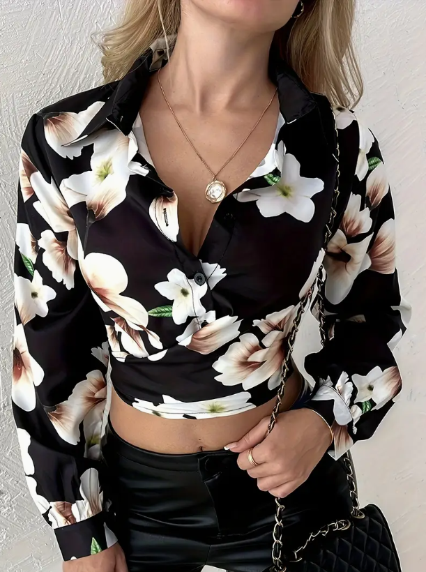 AVERIE | Stylish Long-Sleeve Floral Shirt with Chic Design