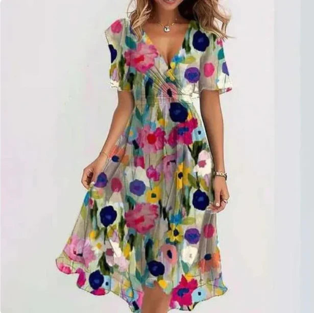 Evelina | Elegant V-Neck Dress Spring Summer
