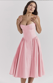 Talum | Chic Sleeveless Midi Sun Dress With Corset Fit
