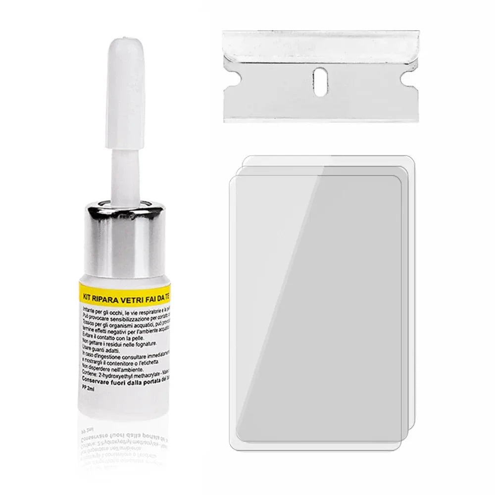 Do-it-yourself glass repair set
