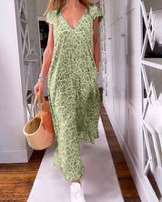 Victoria | V-neck Short Sleeve Long Dress