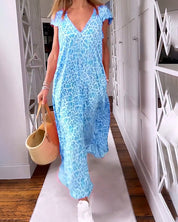 Victoria | V-neck Short Sleeve Long Dress