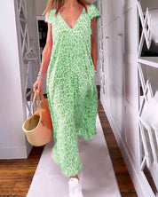 Victoria | V-neck Short Sleeve Long Dress