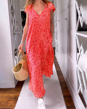 Victoria | V-neck Short Sleeve Long Dress