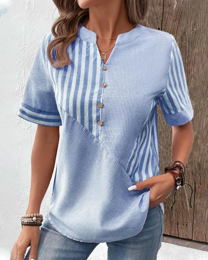 SASHA | Versatile Striped Cotton Blouse