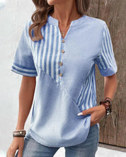 SASHA | Versatile Striped Cotton Blouse