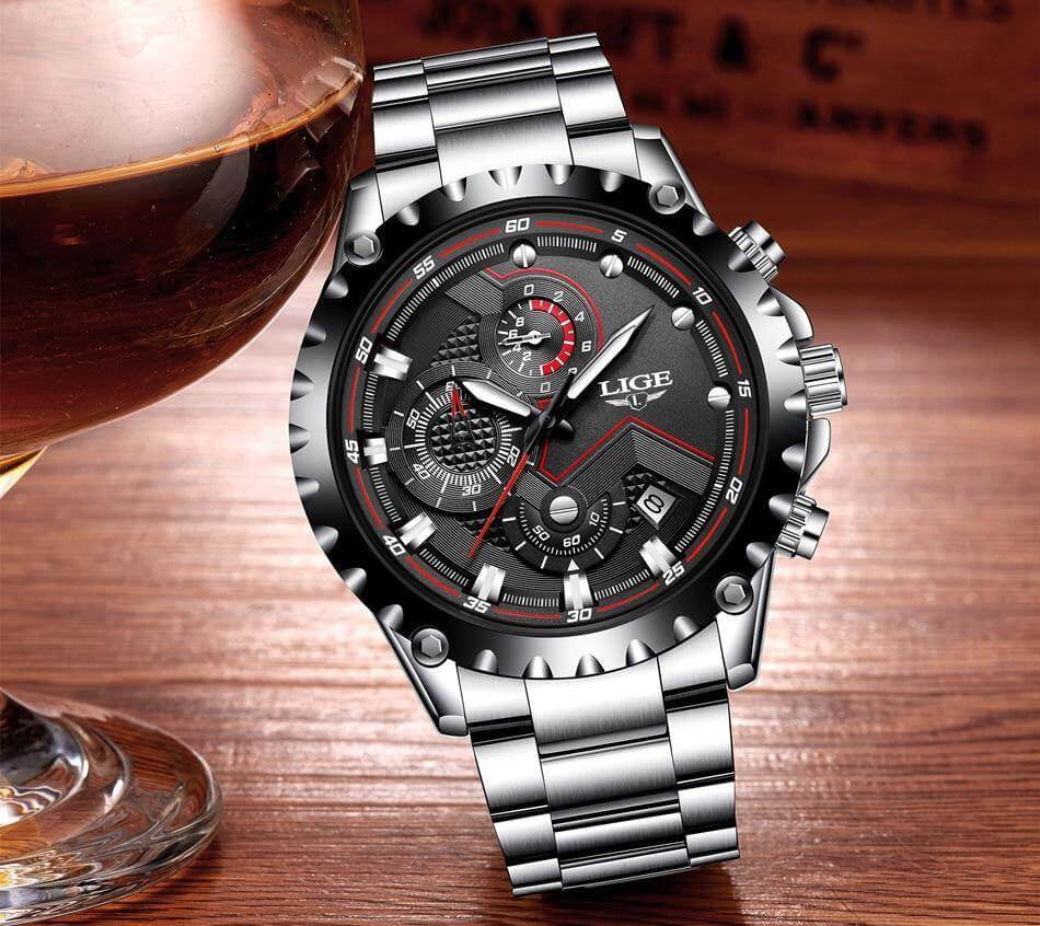 Men's military steel watch