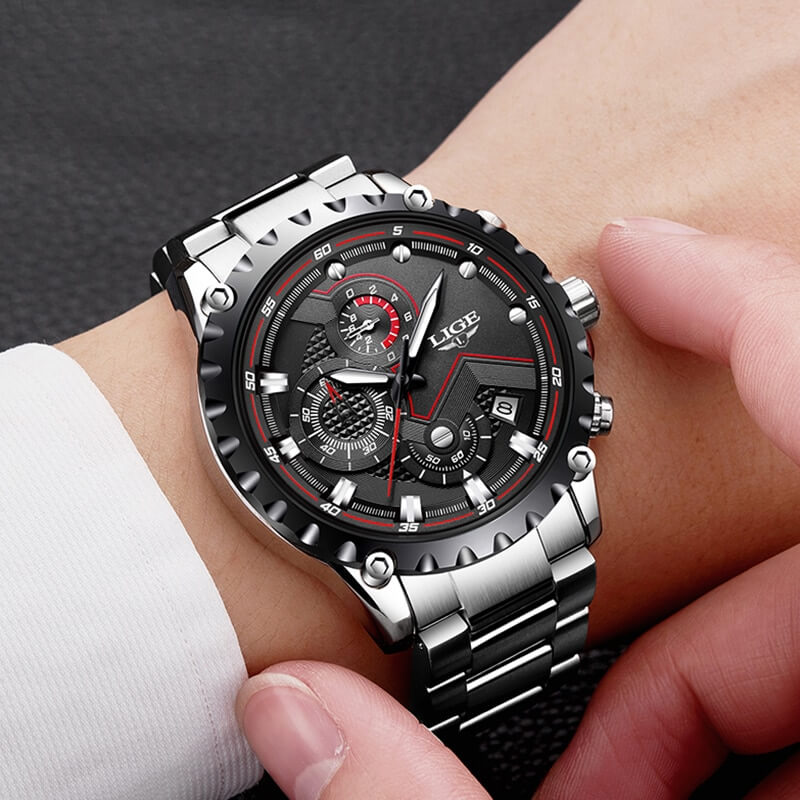 Men's military steel watch