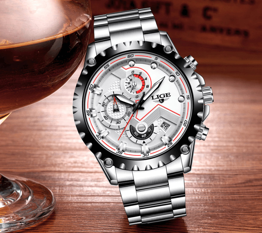 Men's military steel watch