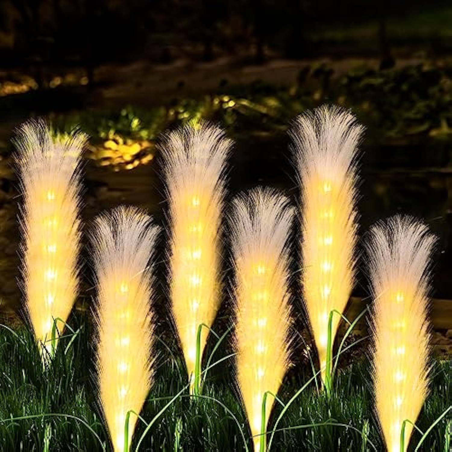  Solar Fiber Reed Outdoor Lights - Durable Solar Garden Lights for Path & Terrace-1