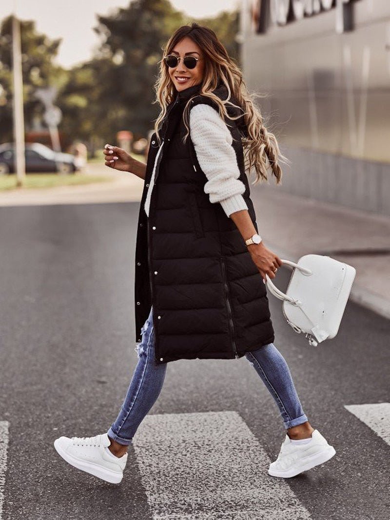 Lilith | Fashionable Knee-Length Quilted Vest for Women