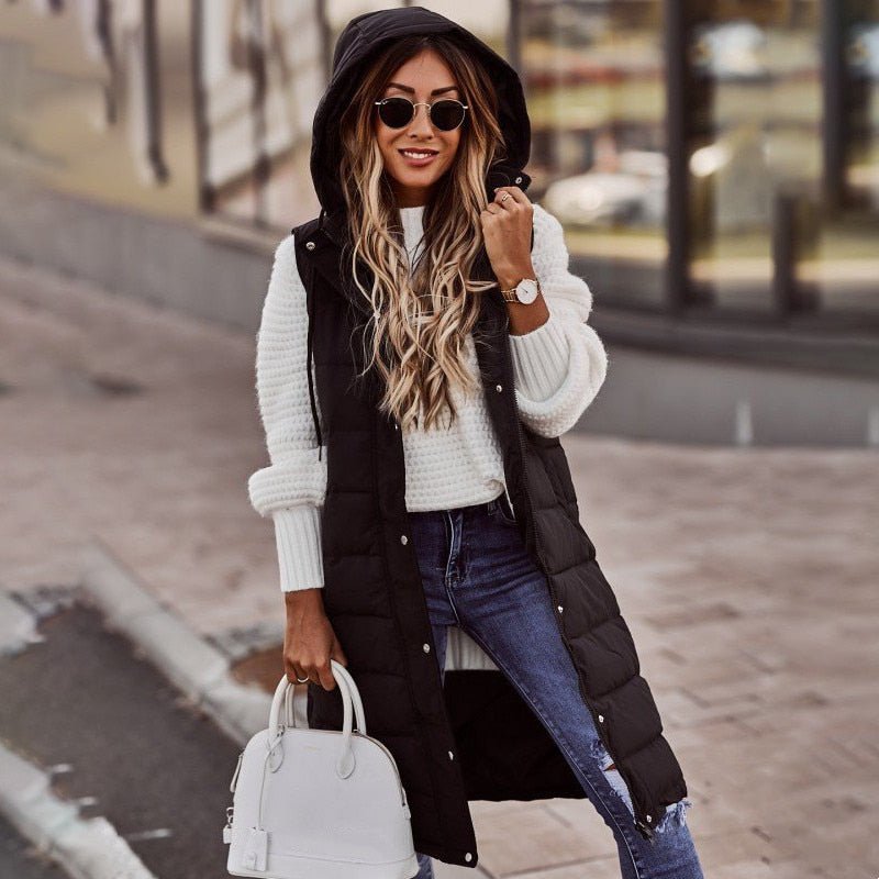 Lilith | Fashionable Knee-Length Quilted Vest for Women