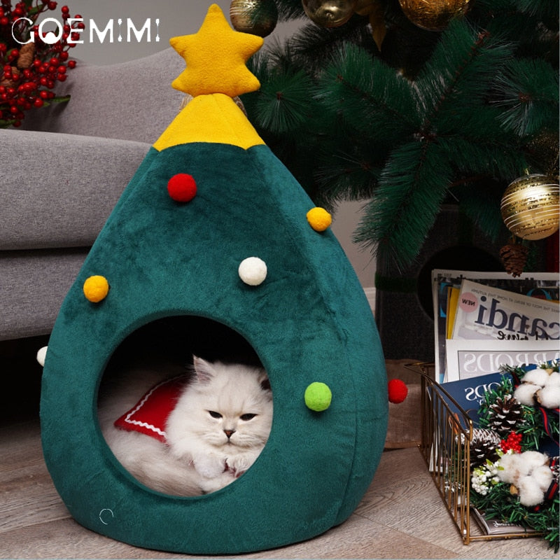 Christmas tree cat basket - Festive purr