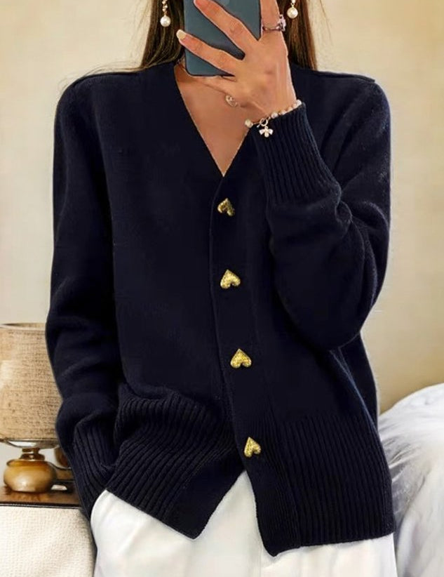 Adeline | Sophisticated Cardigan with Golden Heart Details