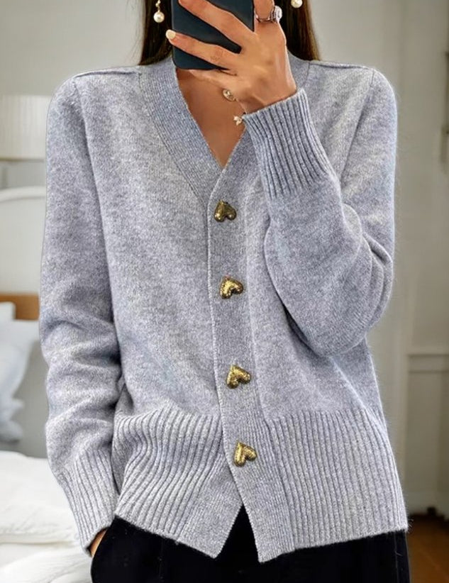 Adeline | Sophisticated Cardigan with Golden Heart Details