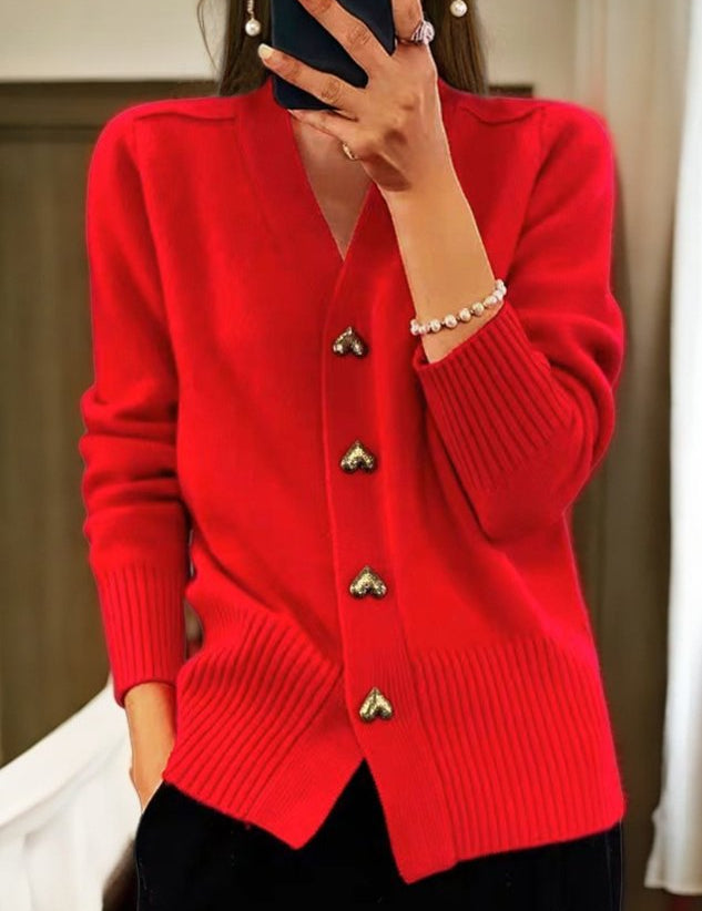 Adeline | Sophisticated Cardigan with Golden Heart Details