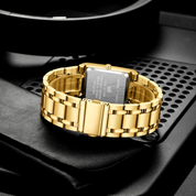 Gold square watch