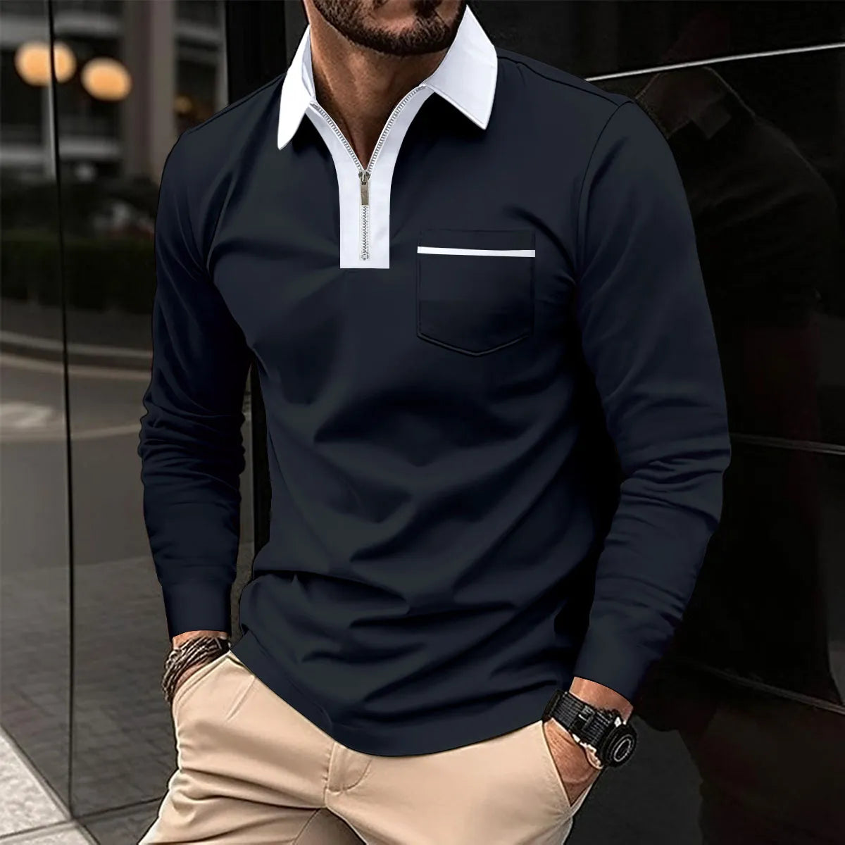 Archis | Long-sleeve Shirt with Contrast Collar